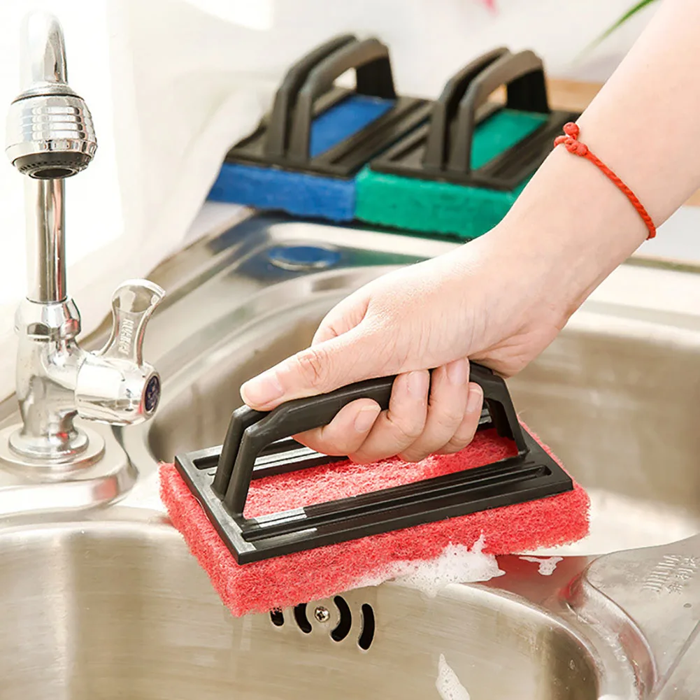 kitchen accessories Kitchen Bathroom Sponge Cleaning Brush Clean Tool with Handle Kitchen Tile Window Tableware Cleaning Brush