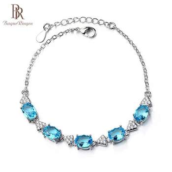 

Bague Ringen Charms Silver 925 Jewelry Trendy Bracelets for Women Oval Aquamarine Gemstones Fine Jewelry Female Gift Wholesale