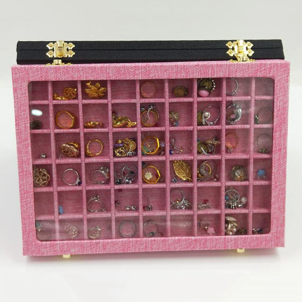 Line Box 54 Grids Clear Glass Lid Rings Holder Showcase Storage Organizer Jewelry Packaging for earrings necklaces bracelets Line Box 54 Grids Clear Glass Lid Rings Holder Showcase Storage Organizer Jewelry Packaging for earrings necklaces bracelets