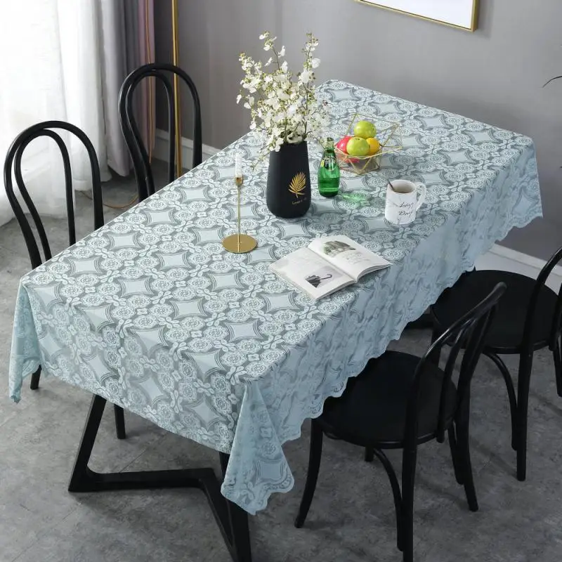 1 шт. полиамидная прямоугольная скатерть кружевная скатерть для стола полотенце мантель Меса домашний текстиль для рождественской вечеринки Свадебный декор - Цвет: skyblue