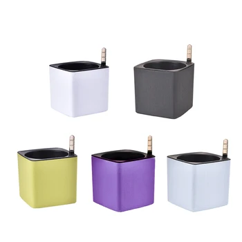 

Imitation Leather Square Plastic Self-watering Flower Pot Home Office Desk Flower Pot Green plants Self-watering System