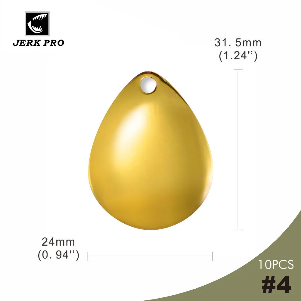 

JERK PRO 10PCS Size 4 Gold Plating Smooth Steel Colorado Spinner Blades Fishing Lure Spinnerbaits Accessories Angler’s Component