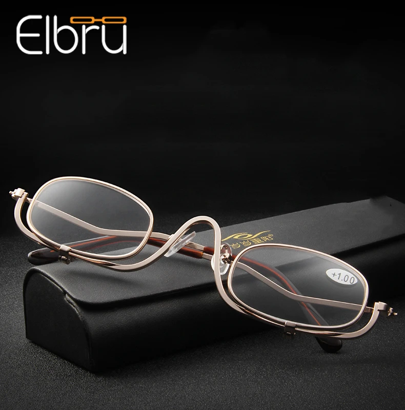 

Elbru Foldable Lens Metal Frame Reading Glass Women Magnifying Makeup Presbyopic Reading Glasses +1.0+1.5+2.0+2.5+3.0+3.5+4.0