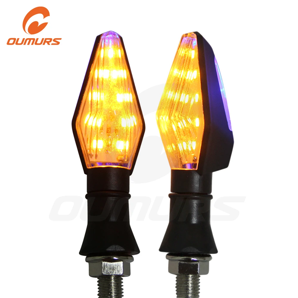 

OUMURS 2PCS Motorcycle Turn Signal LED Lamp Indicator Running Braking Light Amber 10mm Universal Blinker For Suzuki Honda KTM