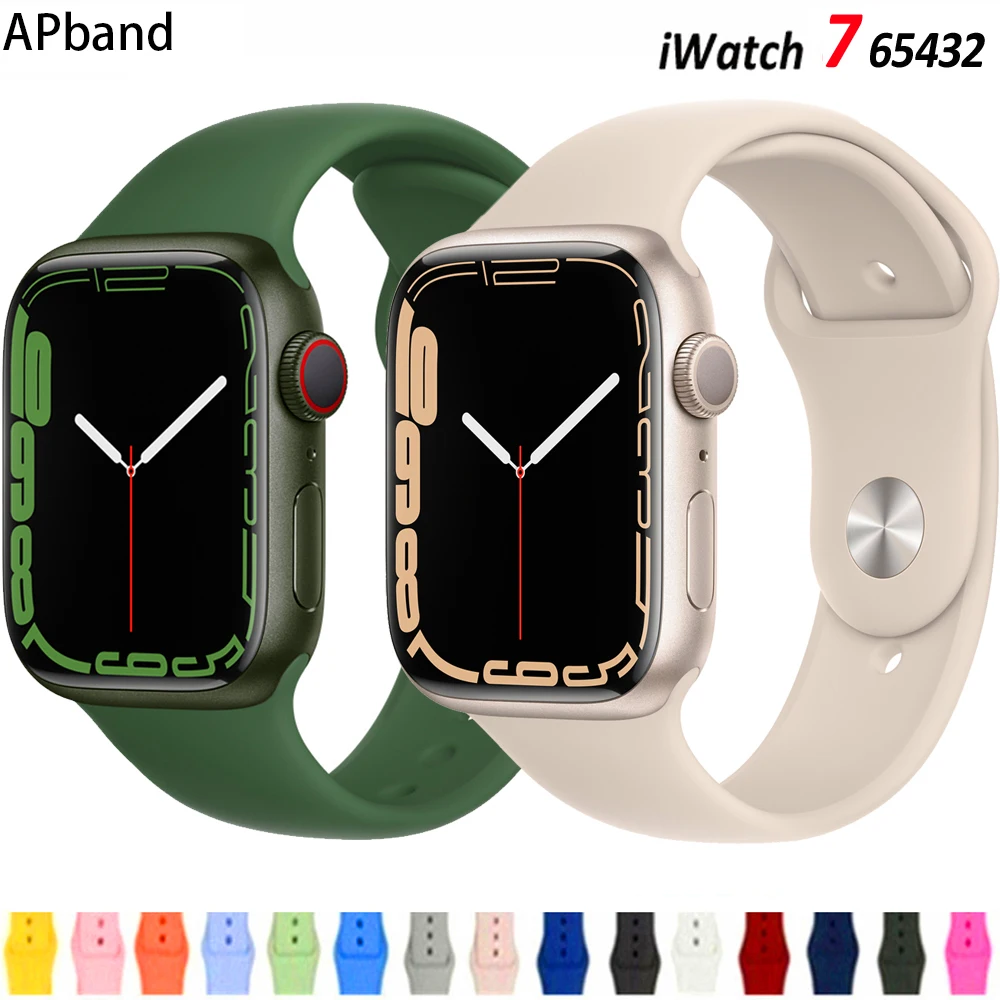 Ремешок силиконовый для Apple watch band 44 мм 45 42 браслет iWatch 40 38 41 correa apple Series 6 5 3 SE 7 |