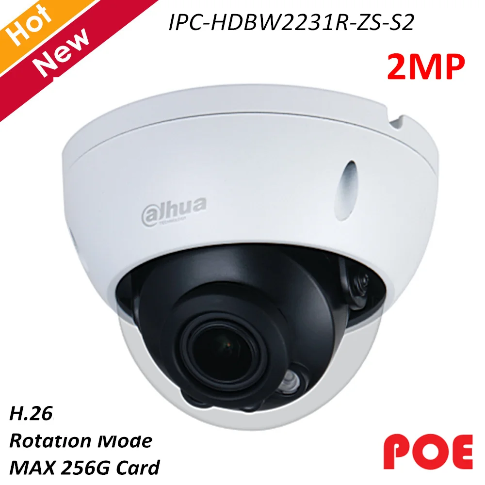 

Dahua POE 2mp IP Camera Smart IR 40m H.265 Support 256G Sd card Waterproof IP67 2.7mm-13.5mm Security Camera IPC-HDBW2231R-ZS-S2