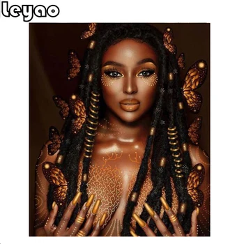 

full square round Diamond Embroidery African woman Makeup Diamond Mosaic Rhinestone Diy Diamond Painting Cross Stitch kits art