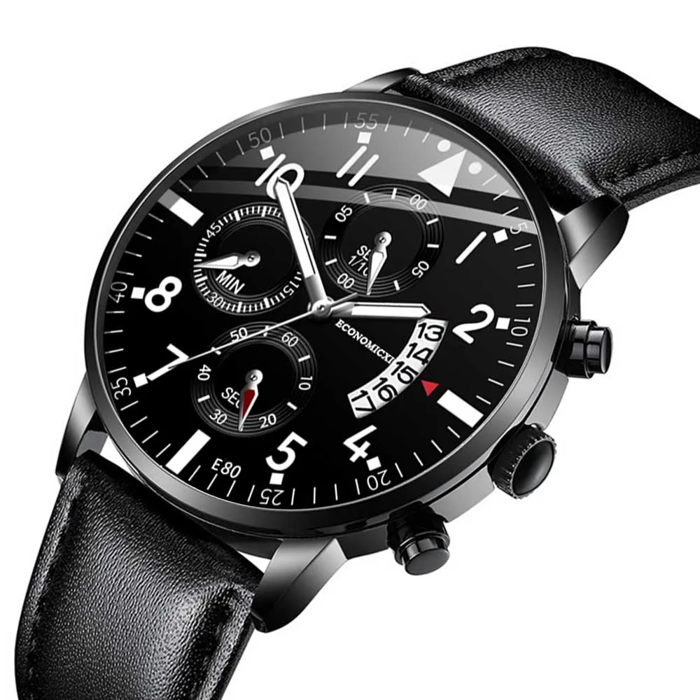 Hot Sale Casual Personality Wrist Watch New Men Watches Fashion Simple Black Leather Luminous Quartz Relogio Masculino | Наручные часы