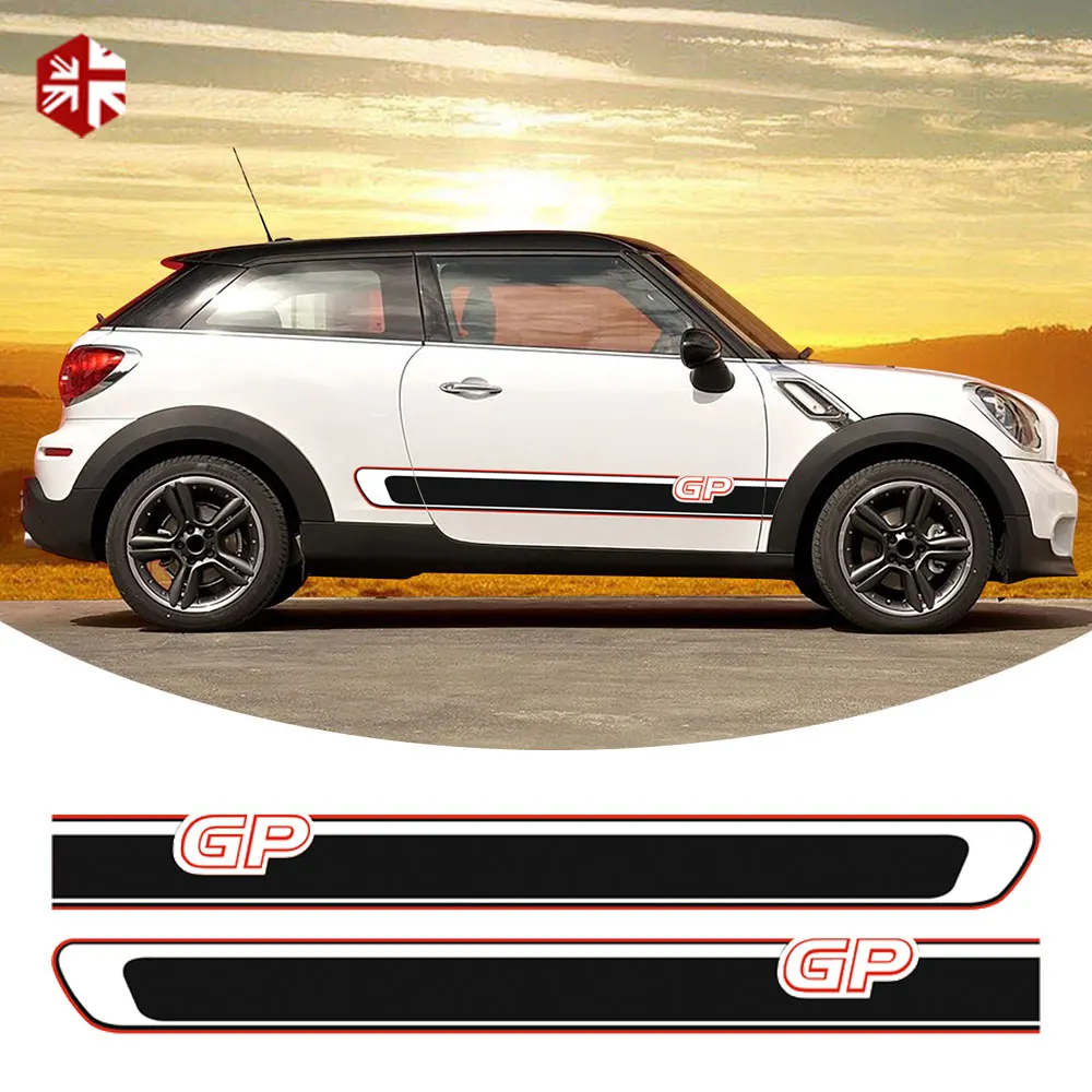 2 шт. дверные боковые полосы наклейки мини GP стиль тела наклейка для MINI Cooper Paceman R61 JCW аксессуары