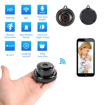 

Home Security Mini WIFI 720P IP Camera Draadloze Kleine CCTV Infrarood Night Vision Bewegingsdetectie SD Card Slot audio APP