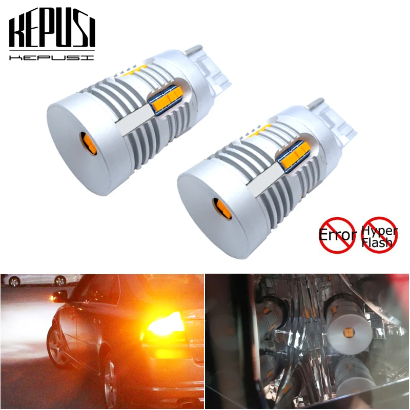 Автомобильный 7440 светодиодный Нет Hyper флэш Янтарный Желтый 24-SMD светодиодный T20 WY21W 7440NA светодиодный лампы для указатели поворота с can-bus 12V 24V