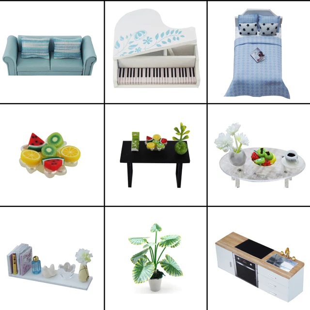 Cutebee DIY DollHouse Kit Wooden Doll Houses Miniature Dollhouse Furniture Kit with LED Toys for Children Christmas Gift TD16 5