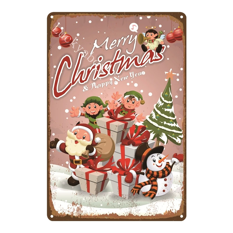 Merry Christmas Санта Клаус металлическая табличка Настенный/дверной Декор винтажные металлические жестяные вывески домашний декор хороший подарок Ретро Живопись плащи - Цвет: UV1908
