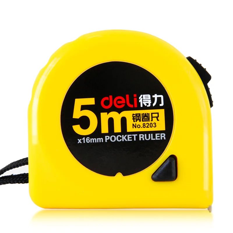 

Deli 8203 Steel Tap 5 M Anti-slip Shock-resistant-Adsorption Portable Tape Measure Creative Office Supplies Wholesale