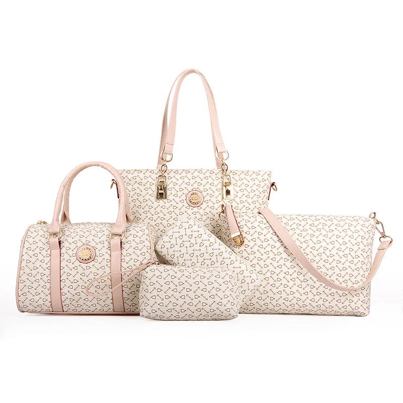 

2018 Summer New Style Different Size Bags-Style Five-Piece Bone Pattern Shoulder Oblique Hand Women's Trendy Bag Buy as Soon as