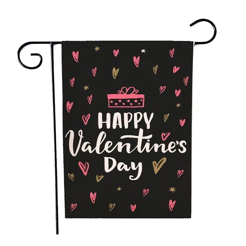 Happy Valentine's Day Linen Garden Flag Decorative Hanging Banner Indoor Outdoor Garden Yard Decoration - Цвет: 4