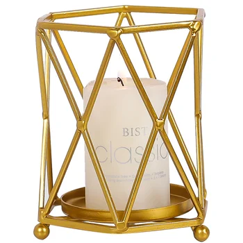

Geometri Vintage Iron Candle Holder Wedding Pillar Candle Holder Geometric Chandelier Mariage Living Room Decoration Iron HH50ZT