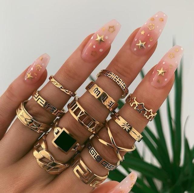 Gold Ring Set Teen Girls Matching Rings for Women Anillos Jewelry Sets Bague Femme Ringen Bohemian Heart Rings Woman
