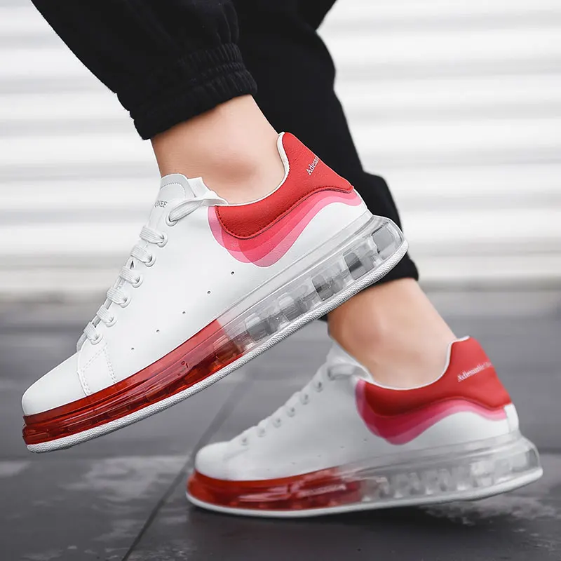 

Fashion Unisex Platform Sneakers Men Genuine Leather Lovers Shoes Women Trainers All Air Mesh Shoes Male 36-45 Drop Shipping