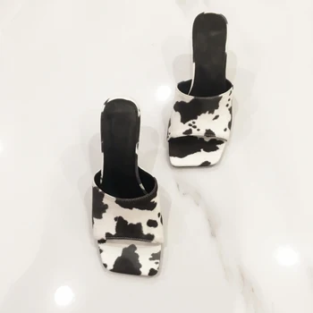 

Leopard charming square head high heel women sandals Europe America 2020 summer new fashion versatile girl female slipper sandal
