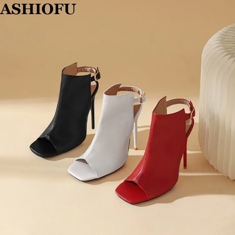 

ASHIOFU 2021 Handmade New Womens Super Heels Sandals Peep-toe Slingback Three Colors Party Shoes Evening Fashion Classic Shoes