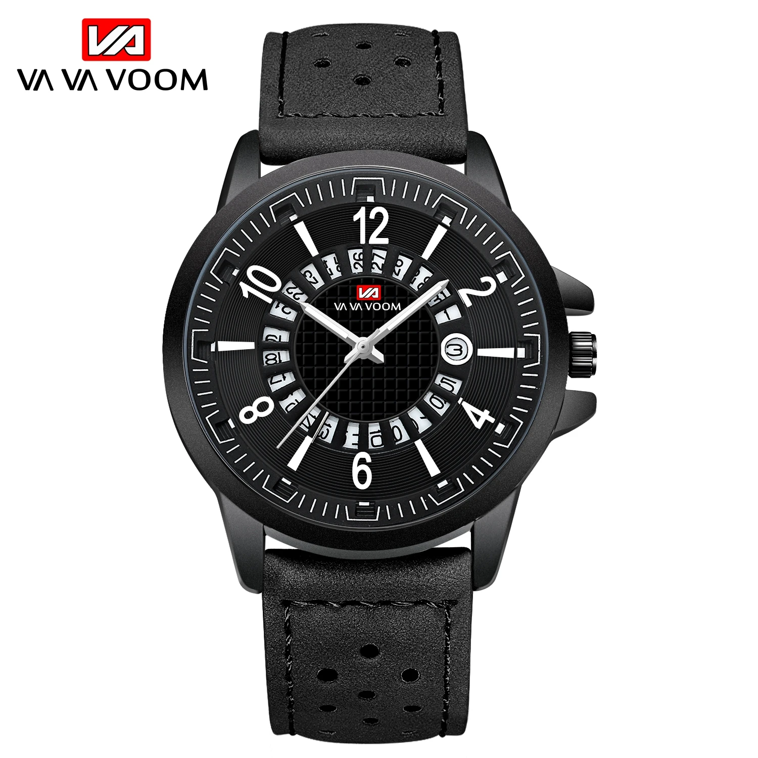 

Men's Watches Classic Design Top Brand Luxury Fashion Black Disc Calendar Leather Waterproof Quartz Men Watch Relogio Masculino