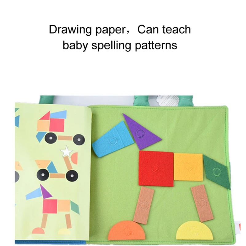 Livro dos Desenhos Livro de Atividade Bebê Pano Animados Tangram Padrão Quebra-cabeça Livros Tranquilos Macio Bonito Desdobramento Aprendizagem Precoce Infantil Educacional 5 Computers & Electronics