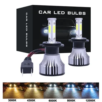 

New 4sides LED Car Headlight Canbus All In One H7 H4 H8/H11 HB4/9006 HB3/9005 H1 H3 9012 100W 12000Lm Auto Headlamp 6500K Light