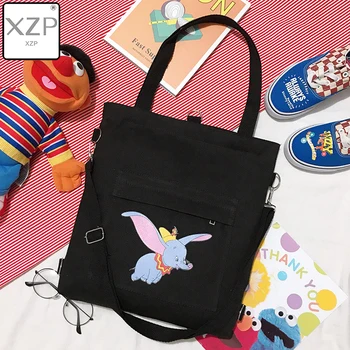 

XZP Dumbo Handbag Female 2019 Japan Kroea Trendy Simple Canvas Bag Tote Bag Shoulder Messenger Bag Lady Bag Casual Shopping Bag