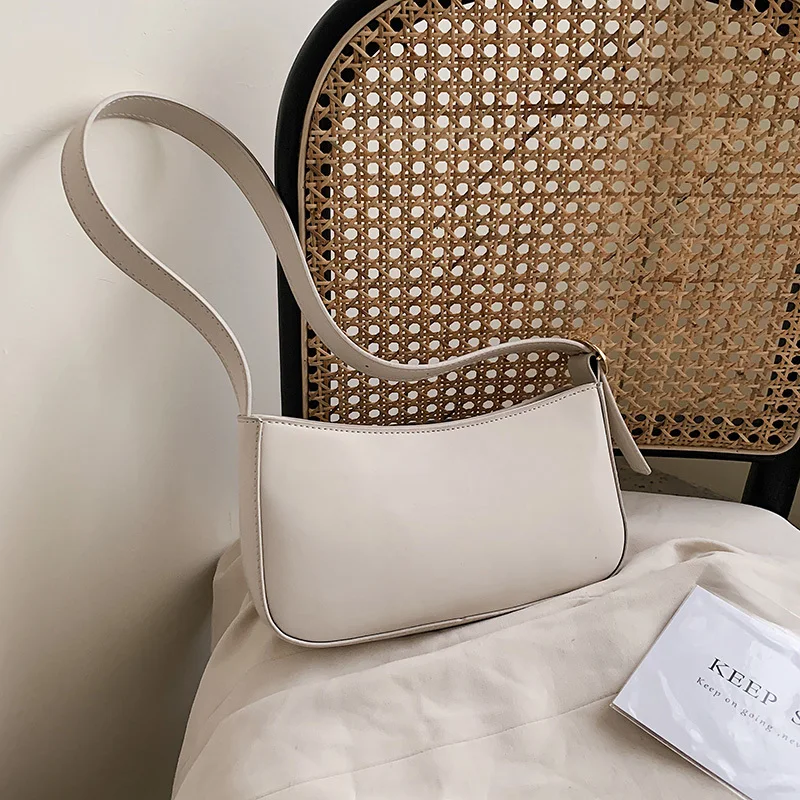 LEFTSIDE Cute Solid Color Small PU Leather Shoulder Bags For Women 2021 Simple Handbags And Purses Female Travel Totes