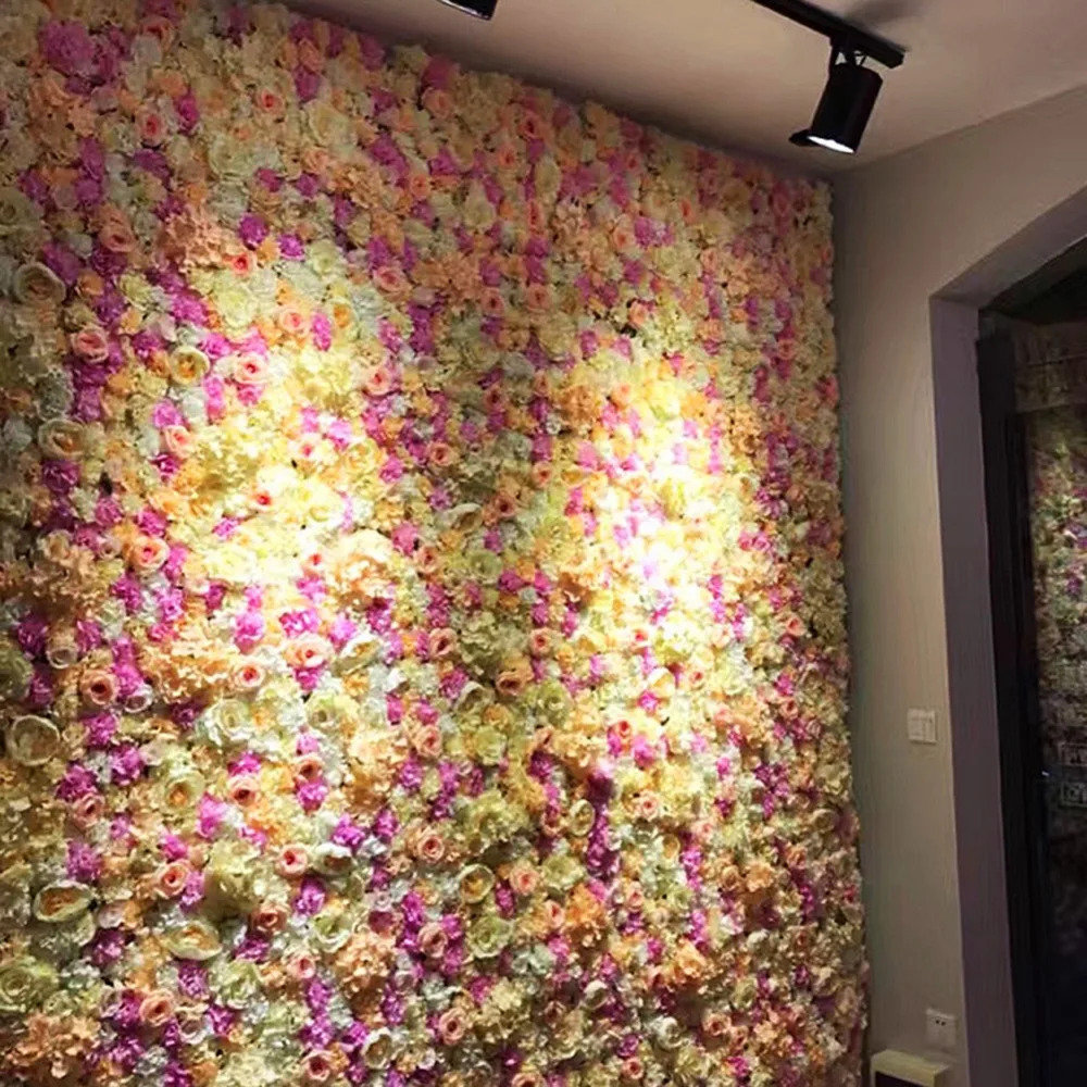 40x60cm Silk Rose Flowers Champagne Artificial for Wedding Decoration Fake Flower Wall Romantic Backdrop Decor | Дом и сад