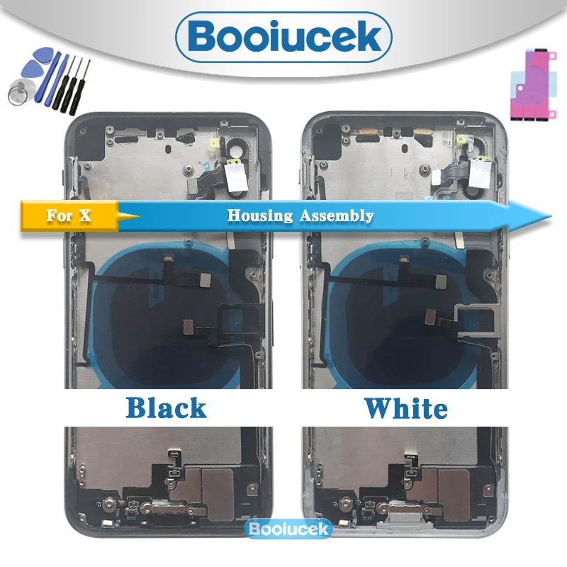 

For iphone X XS Max with Flex Cable Back Housing Full Assembly Battery Cover Door Rear Middle Frame Chassis Glass For XS