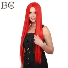 BCHR прямой парик фронта шнурка красный коричневый черный 13*4 синтетические парики для женщин средняя часть Термостойкое волокно