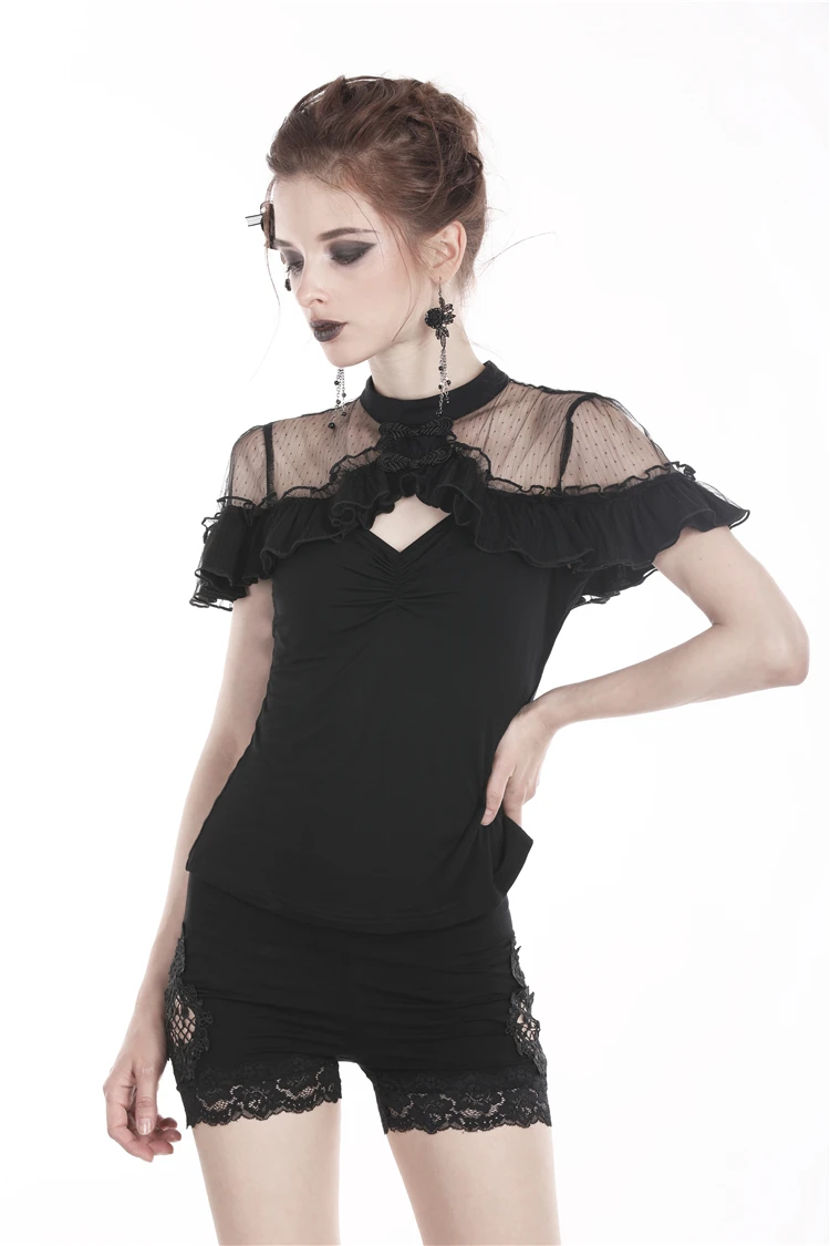 Darkinlove женская прозрачная подставка-Плечики воротник с коротким рукавом кружевные топы TW213