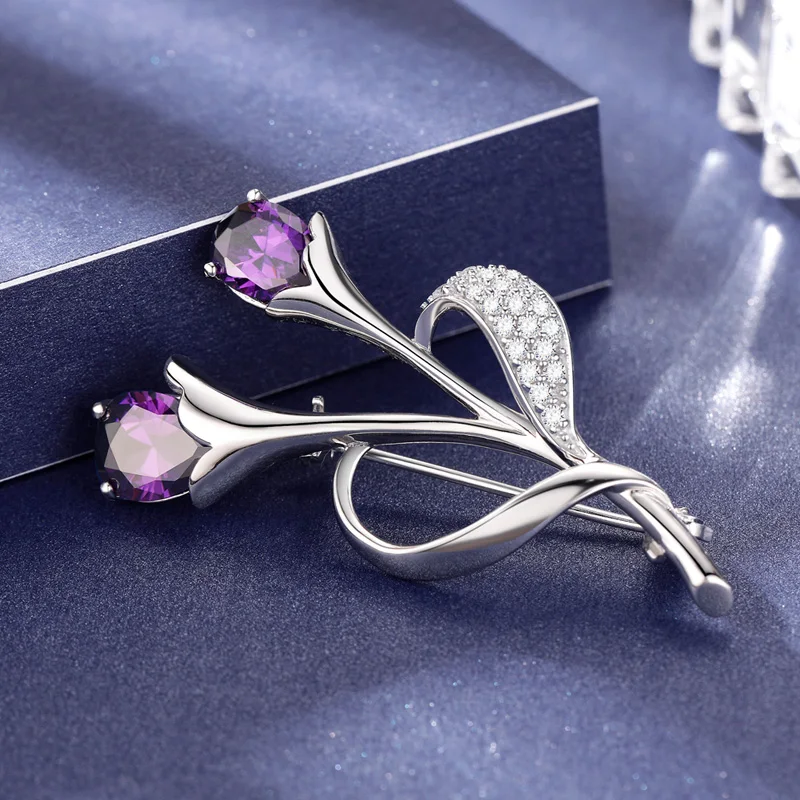 S925 Серебряный тюльпан модная брошь