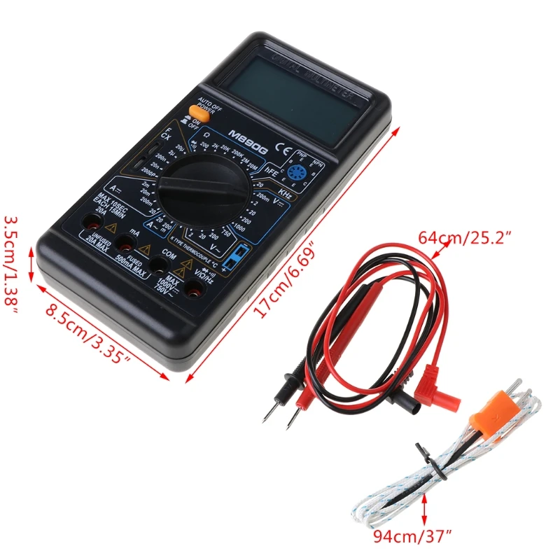 Цифровой мультиметр M890G DMM AC DC Вольтметр Ом измеритель температуры тестовый