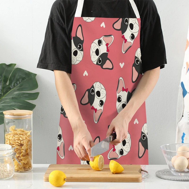 1 Pcs Kitchen Apron Cute Cartoon Cat Printed Sleeveless Cotton Linen Aprons for Men Women Home Cleaning Tools 66x47cm 47x38cm