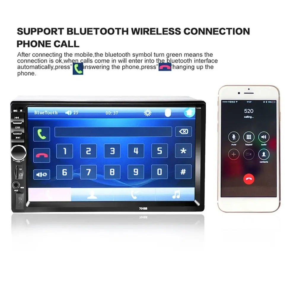 

Car Video Player 7 Inch Audio Stereo MP5 Player Bluetooth Audio Car Radio FM Bluetooth USB Player Support for SD/MMC 7018B