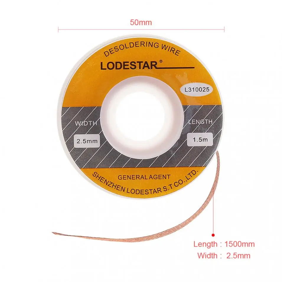 LODESTAR L310025 2/2,5/3 мм Оловоотсос-линии паяльная для снятия фитиль предназначена для прецизионных инструментов
