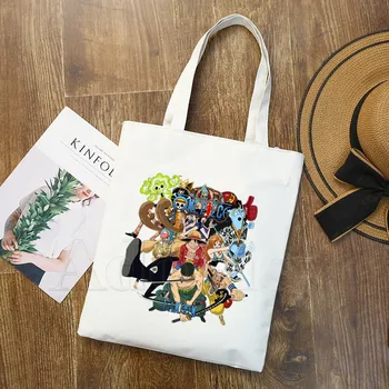 

One Piece Funny Luffy T Shirts Zoro and Nami Women Handbags Canvas Tote Shopping Bags Reusable Shopping Bag Eco Foldable