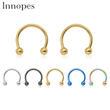 Innopes, модное круговое кольцо в форме подковы, кольца для носа и перегородки, кольца для пирсинга, для женщин и мужчин, ювелирные изделия для тела