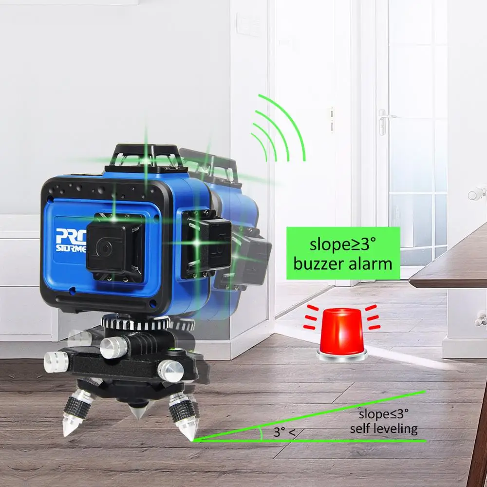 PROSTORMER 12 линий 3D зеленый лазерный уровень USB зарядное устройство