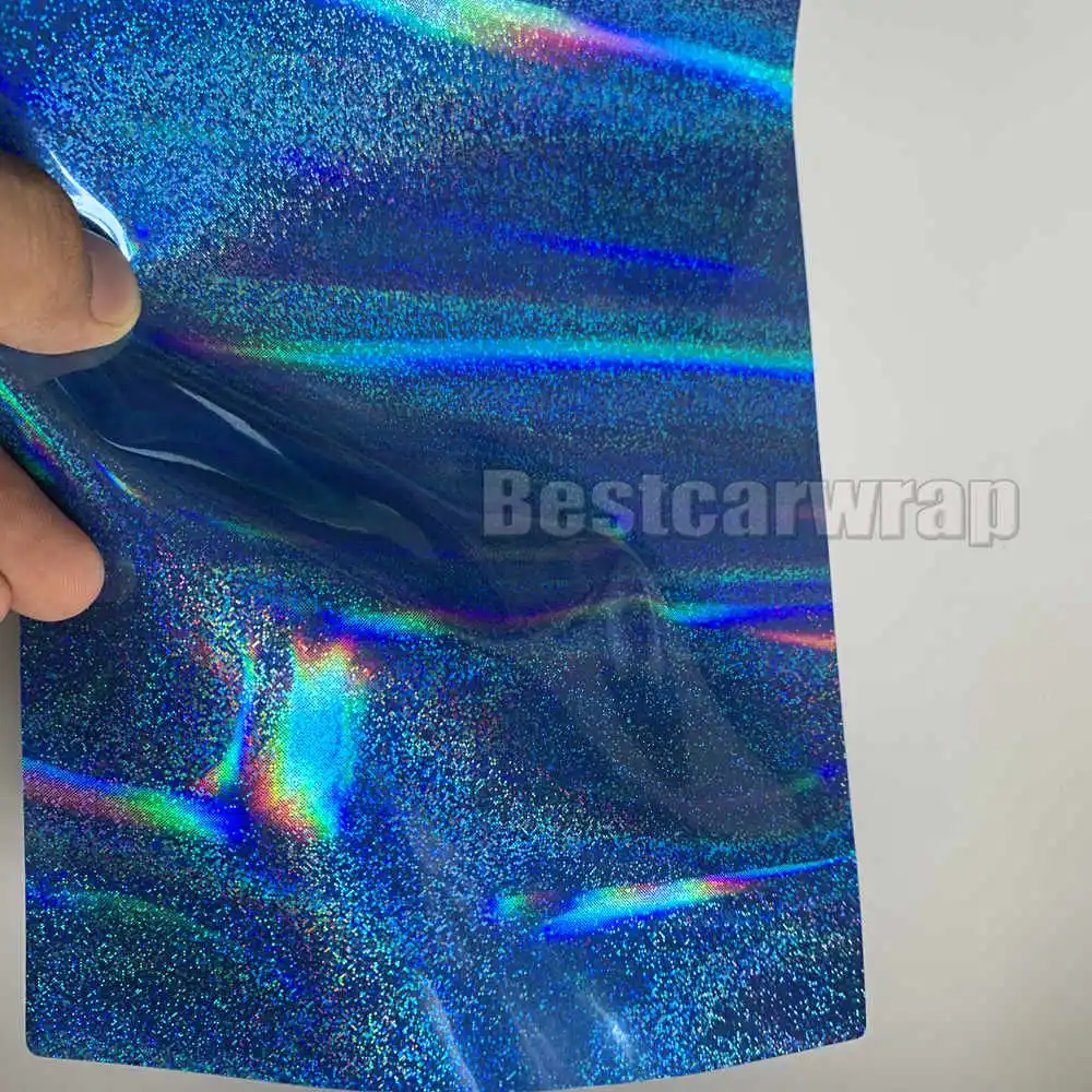 

blue sparkle rainbow Chrome Holographic Gloss Vinyl Film car wrap laser sign air release Laser hologram stickers 1,52x20m