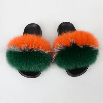 

Fluffy Slides Real Fur Women Slippers Home Summer Women Big Size Shoes Furry Female Footwear 2020 New Shoes Woman Fur Slides