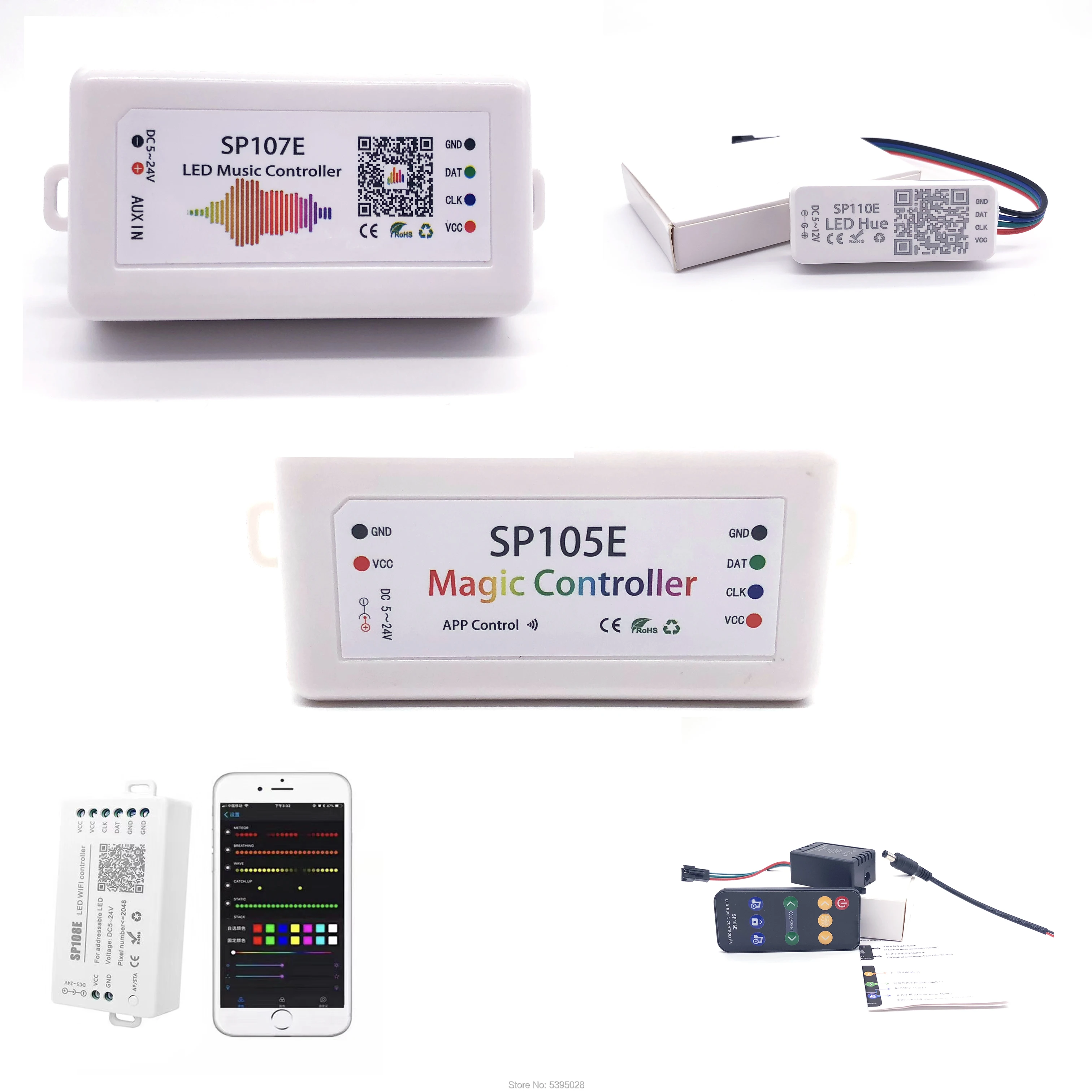 

sp002e/105e/106e/107e/108e/110e/501eBluetoothWifiMusicRGBRGBWManualDCUSBMinicontrollerWS2812BWS2811SK6812DMX512LedStripPixellamp