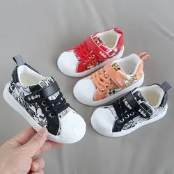 Baskets plates et décontractées pour bébés, chaussures pour les premiers pas des enfants, Design Doodle, semelle souple, SLB010 