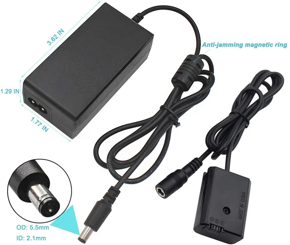 AC-PW20 ZV-E10 NP-FW50 Dummy Battery AC Adapter Kit for Sony Alpha A6000 A5100 A6100 A6300 A6400 A6500 A7 A7II A7S A7SII RX10 II