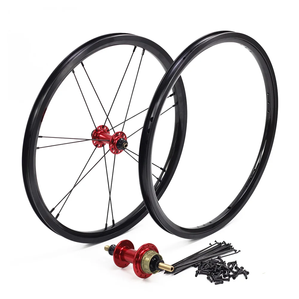Silverock литые диски 1" 1 3/8" 349 обода тормоза NBR 14H 21H для Brompton 3sixty складной велосипед на заказ велосипед колесная множество цветов - Цвет: set red 14H 21H