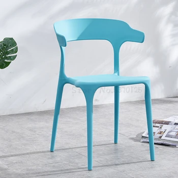 

Backrest stool plastic dining chair adult modern simple and lazy creative leisure home dining room tables and chairs