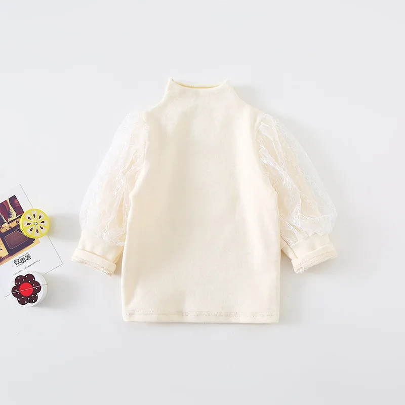 MILANCEL/Новая Осенняя блузка с буфами на рукавах для девочек, модные кружевные топы для девочек